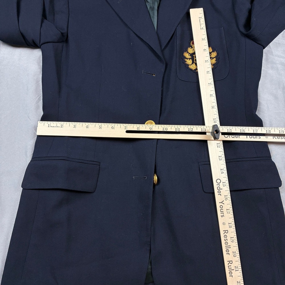 Lauren Ralph Lauren Blazer Women 10 Navy Blue Crown Crest Preppy Classic VTG - Picture 12 of 13